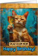 Room Mom Happy Birthday Ginger Cat Champagne Toast card