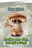 Client Happy Birthday Thumbs Up Fungi with Sunglasses card