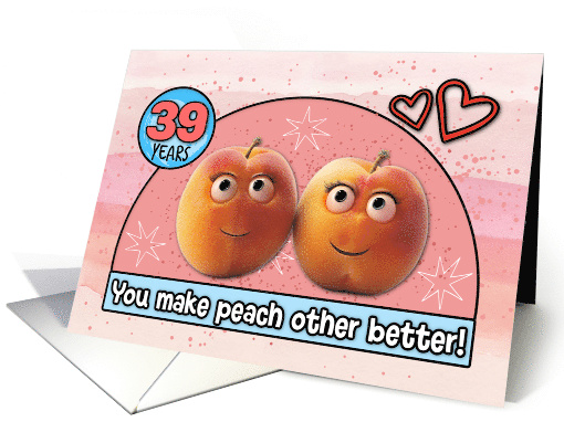 39 Year Wedding Anniversary Pair of Peaches card (1832224)