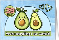 39 Year Wedding Anniversary Pair of Kawaii Cartoon Avocados card