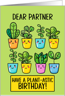 Partner Happy Birthday Kawaii Cartoon Plants in Pots card