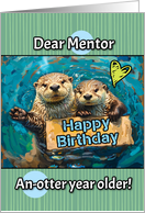Mentor Happy Birthday Otters with Birthday Sign card