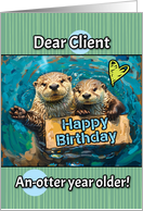 Client Happy Birthday Otters with Birthday Sign card