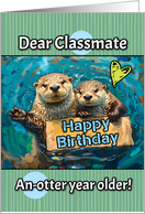 Classmate Happy Birthday Otters with Birthday Sign card