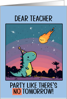 Teacher Happy Birthday Kawaii Cartoon Dino card