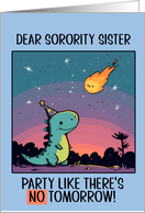 Sorority Sister Happy Birthday Kawaii Cartoon Dino card