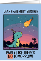 Fraternity Brother Happy Birthday Kawaii Cartoon Dino card