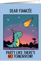 Fiancee Happy Birthday Kawaii Cartoon Dino card