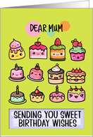 Mum Happy Birthday Sweet Kawaii Birthday Cakes card