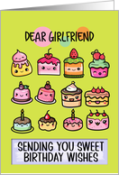Girlfriend Happy Birthday Sweet Kawaii Birthday Cakes card
