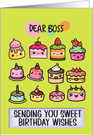 Boss Happy Birthday Sweet Kawaii Birthday Cakes card