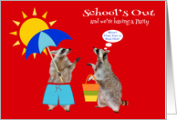 Invitations to School’s Out Party, general, cute raccoons, hot sun card