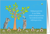 Birthday on April Fool’s Day Card with Raccoons under a Money Tree card