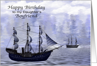 Birthday to Daughter’s Boyfriend Card with Large Ships on the Water card