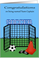 Congratulations on being named team captain, soccer, ball with net card