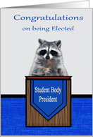 Congratulations on being elected Student Body President, raccoon card