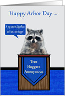 Arbor Day, general, humor, adorable raccoon standing at a podium card