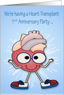 Invitations to Heart Transplant 1st Anniversary Party, happy heart card