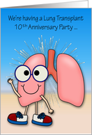 Invitations, Lung Transplant 10th Anniversary Party, happy lungs card