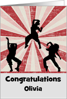 Congratulations on Dance Recital Custom Name Card for any Female card
