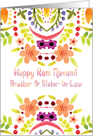Brother & Sister-in-Law, Ram Navami With Watercolor Flowers card