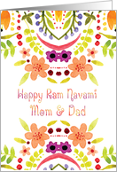 Mom & Dad, Ram Navami With Watercolor Flowers card