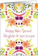 Daughter & Son-in-Law, Ram Navami With Watercolor Flowers card