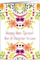 Son & Daughter-in-Law, Ram Navami With Watercolor Flowers card