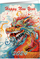 Chinese New Year year of the Dragon 2024 Colorful Water Dragon card