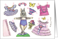Birthday Aster Ballerina Bunny Paper Doll card