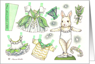 Birthday Lily of the Valley Ballerina Bunny Paper Doll card