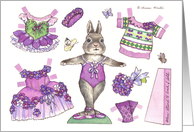 Birthday Violets Ballerina Bunny Paper Doll card