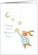 Happy First Mother’s Day Grandmother- Cute Bunny Rabbit Hanging Stars card