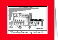 Where Legal Teams Buy Their Outfits Funny Birthday Comic Cartoon card
