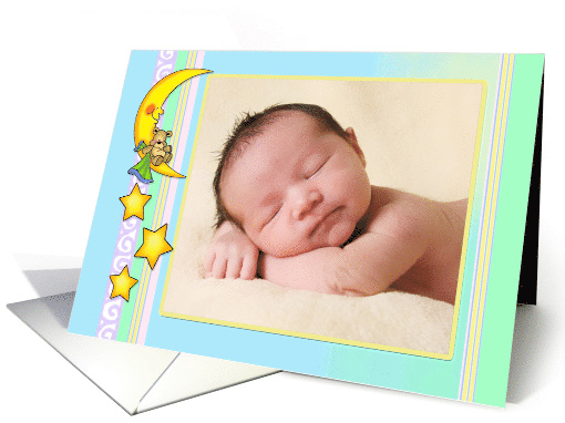 Teddy Bear Moon and Baby Stars Thank You Photo card (1389166)