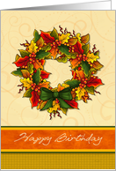 Autumn Wreath Birthday Wishes card