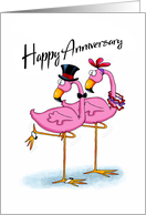 Happy Anniversary Flamingos card