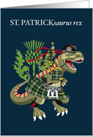 ST PATRICKsaurus Rex Scotland Ireland St Patrick Clan Tartan card
