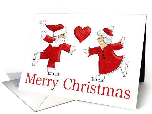 Merry Christmas Skating Santa and Mrs. Claus card (1594134)