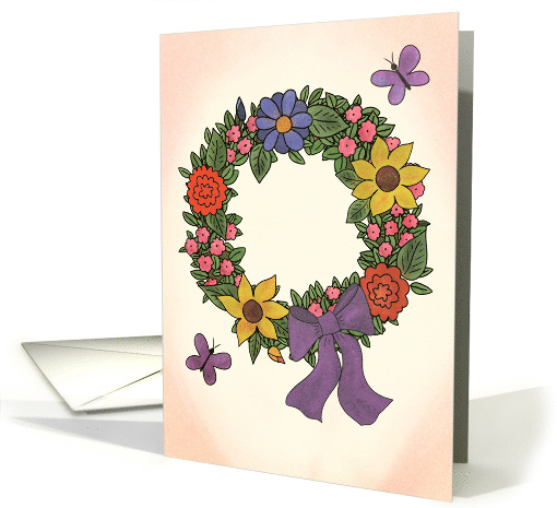 Happy Birthday to Anyone - Floral Wreath with Butterflies card