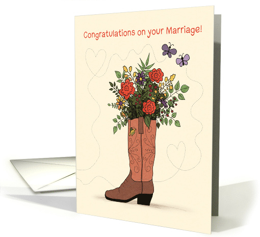 Congratulations on Your Marriage Cowboy Boot Bouquet card (1643612)