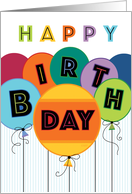 Happy Birthday Typography Bright Colored Balloons card