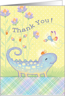 Thank You with a Cute Lizard Ladybugs and a Butterfly. card