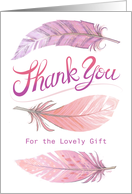 Pink Feathers Thank You Baby Shower card