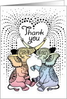 Twins Baby Gift Thank You 2 Cute Decorative Elephants card
