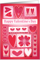 Aunt Decorative Hearts Happy Valentines Day Red Pink X O card