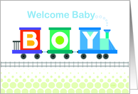 New Baby Boy Congratulations Train Blue card