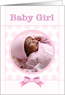 Baby Girl Birth Announcment Pink Baby Quilt Custom Photo card