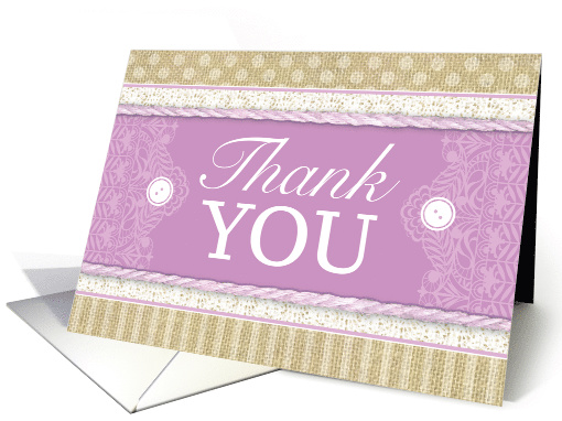 Thank You Wedding Rustic Pink Burlap Lace card (1517064)