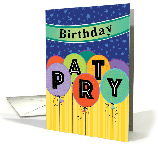 Invitation Birthday Party Colorful Floating Balloons... (1517500)